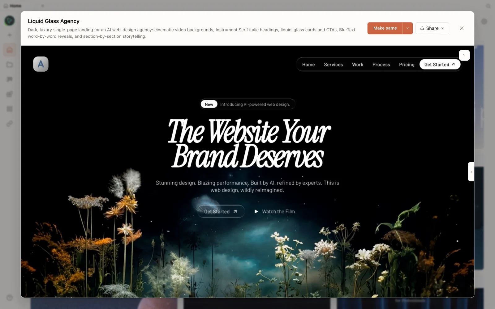 A generated, clickable prototype in Open Design.