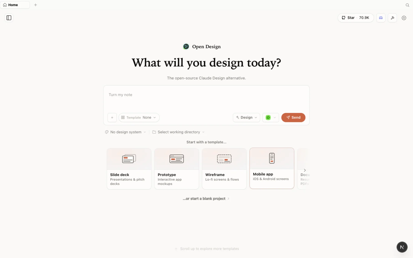 The Open Design workspace.